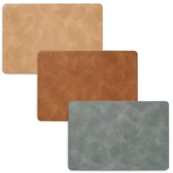 Zeller placemats lederlook - cognac bruin - 45 x 30 cm