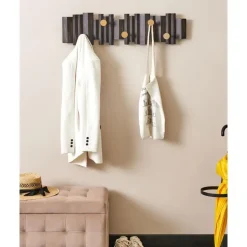 ZILLAH - Wandgemonteerde kapstok - Zwart - Dennenhout