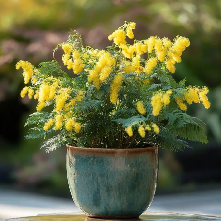 Zilveracacia - Set van 6 - Mimosa dealbata - Hoogte 25-40cm - ⌀9cm