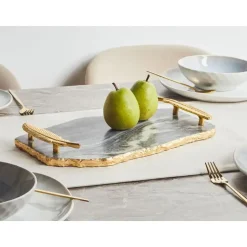 ZOGRAFOU - Decoratief dienblad - Donkergrijs/Goud - Marmer