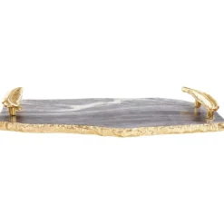 ZOGRAFOU - Decoratief dienblad - Donkergrijs/Goud - Marmer