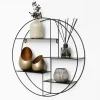 Zwart metalen wandrek met 4 plankjes - Rond - 50x10 cm