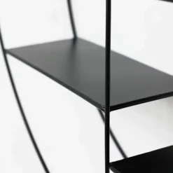 Zwart metalen wandrek met 4 plankjes - Rond - 50x10 cm