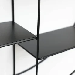 Zwart metalen wandrek met 4 plankjes - Rond - 50x10 cm