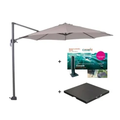 Zweefparasol Hawaii S - met voet en hoes - Zand - 300 cm