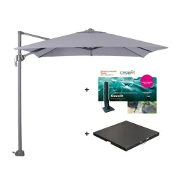 Zweefparasol Hawaii S - met voet en hoes - Lichtgrijs - 250 x 250 cm