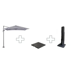 Zweefparasol Hawaii S - met voet en hoes - Lichtgrijs - 250 x 250 cm