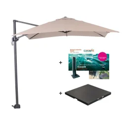 Zweefparasol Hawaii S - met voet en hoes - Ecru - 250 x 250 cm