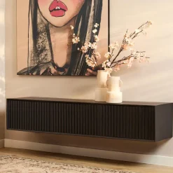 Zwevend Tv-meubel Zwart Hout - 160x35x30cm - Madison